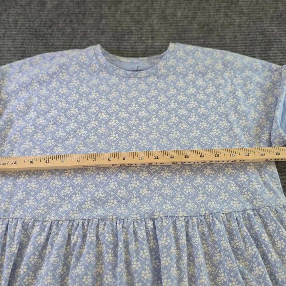 Vineyard Vines Girls XL Blue Every Day Jersey Dress Calm Water Floral Pattern